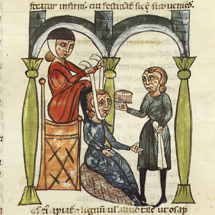 Bron: Chirurgia’ van Rolando de Parma, manuscript 1382 fol. 19.