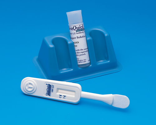 Afb. 2. Voorbeeld van een diagnostische test die is gebaseerd op antilichamen, de speeksel hiv-test. (Bron: OraSure Technologies, Inc)