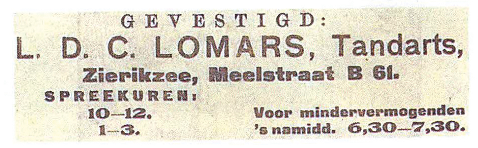 Advertentie tandarts Lomars