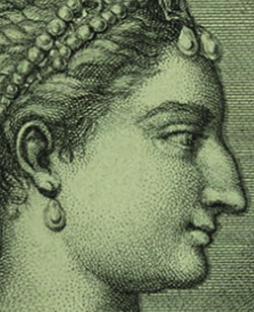 Profiel van Cleopatra uit 1736