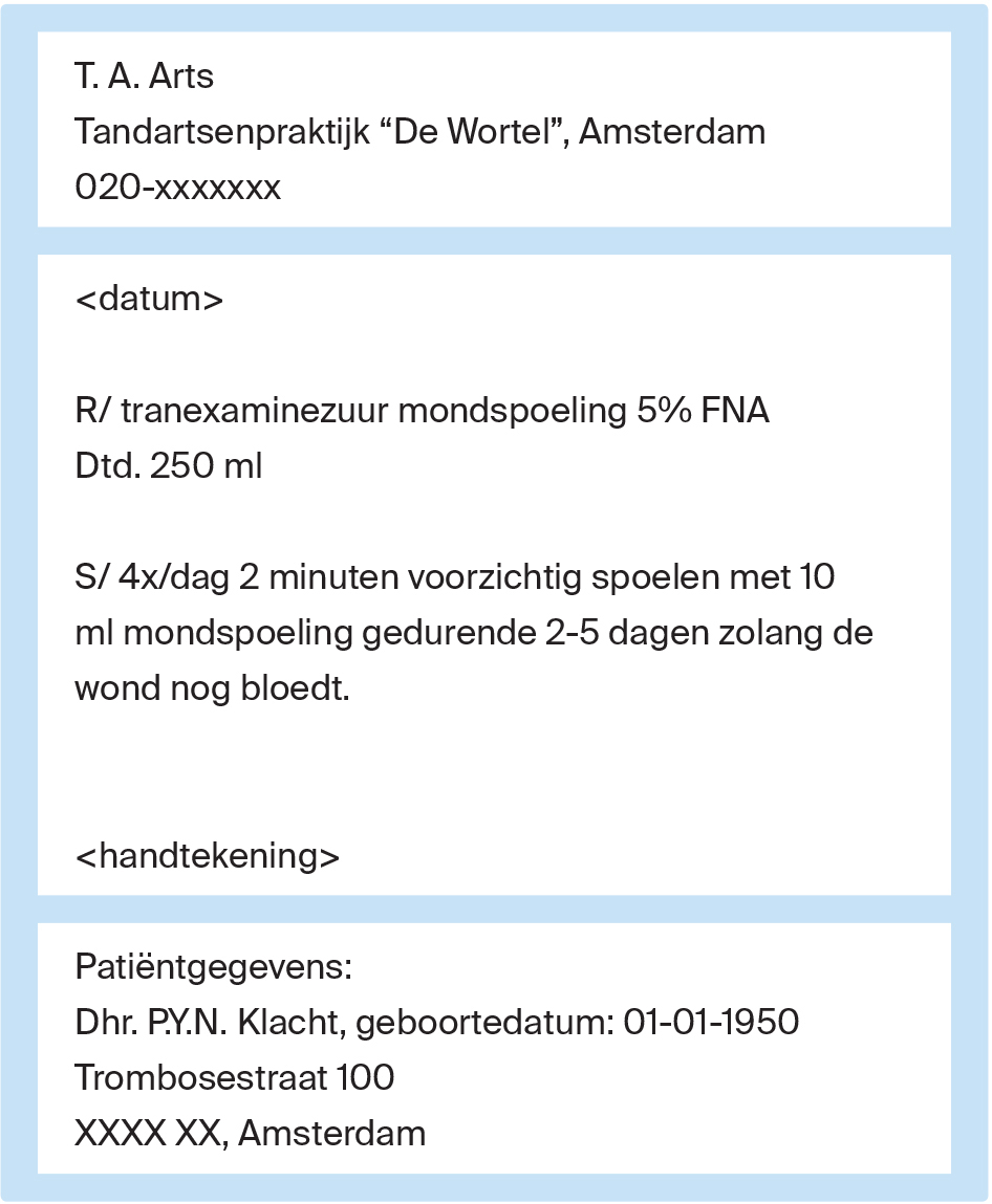 Voorbeeldrecept tranexaminezuur