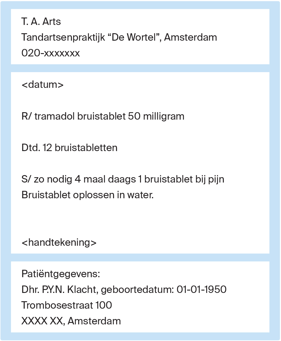 Voorbeeldrecept tramadol